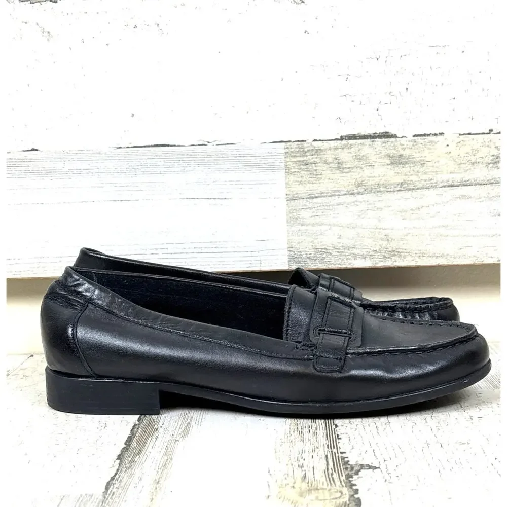 Clarks Bendables Womens 8.5 Black Leather Casual Comfort Slip-On Loafers